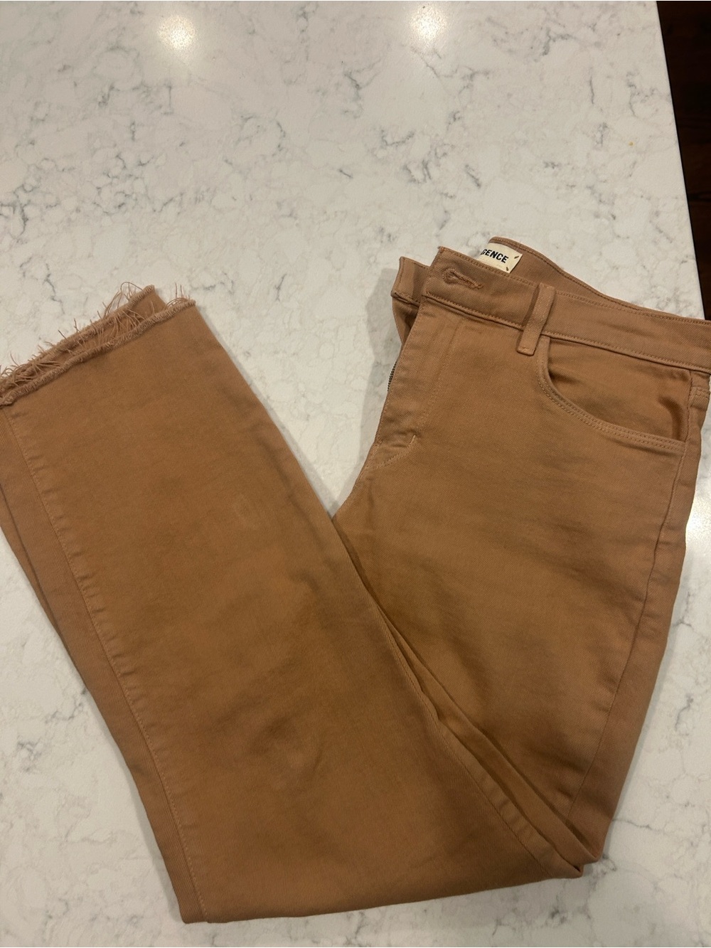 L'Agence Raw Hem Mocha Cropped Pants/Jeans